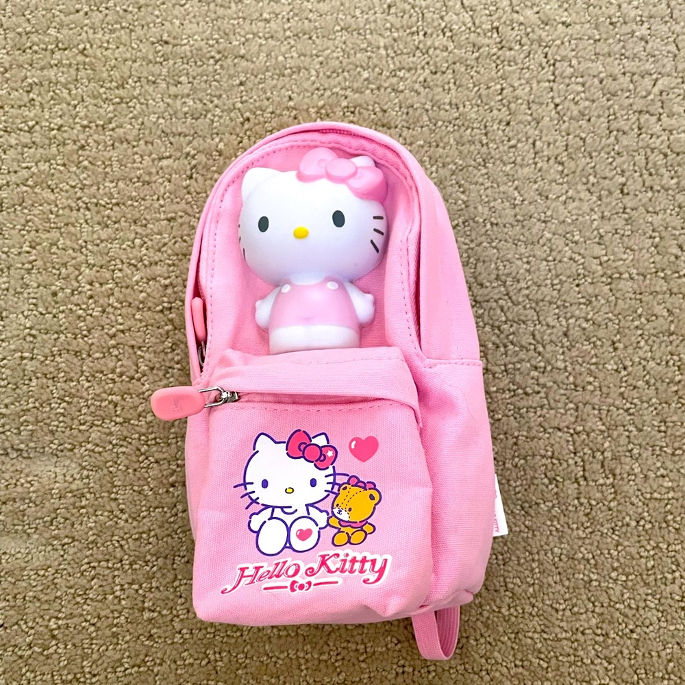 Hello Kitty Pink School Office Pencil Case Makeup Backpack Bag Plush
